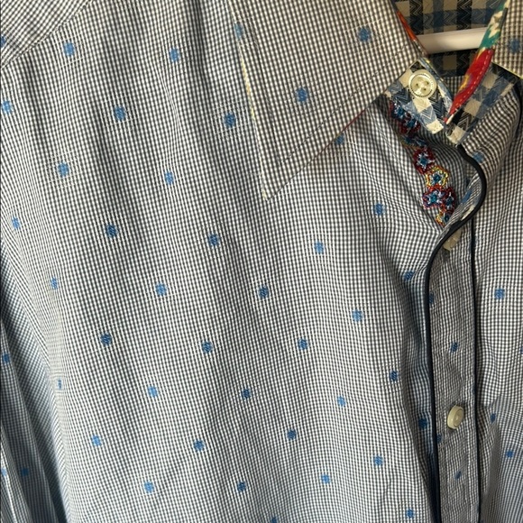 Robert Graham Blue Gray Polka Dot Shirt - Picture 10 of 10